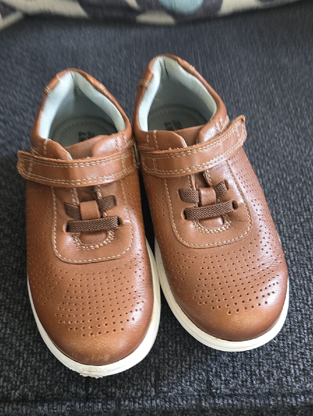 Johnston & Murphy Kids Brown Dress Sneakers Velcro Size 10M Leather